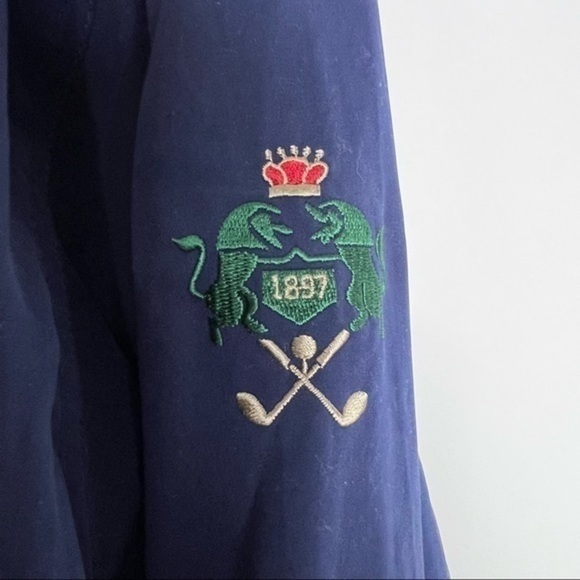 Tourney Mens Golf Pullover Windbreaker Blue 1897 Emblem Breathable Waterproof M - Picture 9 of 9